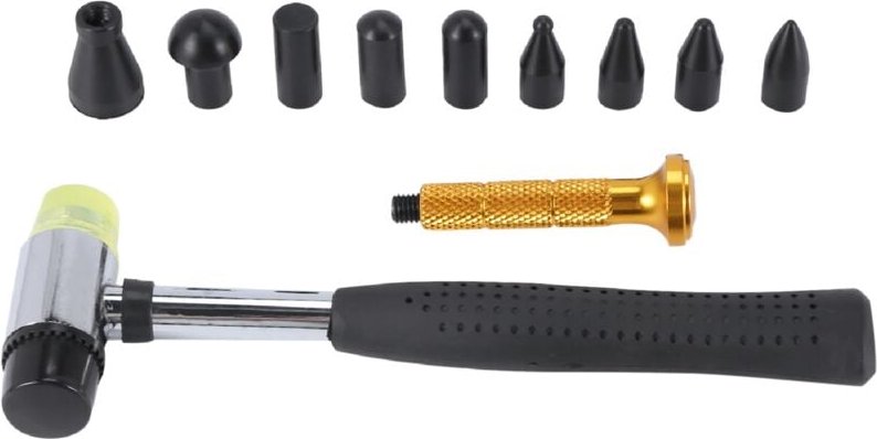 Tlily - 10 StüCk Karosserie Lackierbare Dellen Reparatur Werkzeuge mit Knock Nieder Kopf Zapfhahn Set Dent Kit