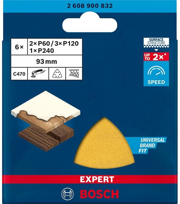 Professional Expert C470 Schleifpapier-Set für Deltaschleifer, 93 mm, g 60/120/240, 6-tlg. (2608900832) - Bosch