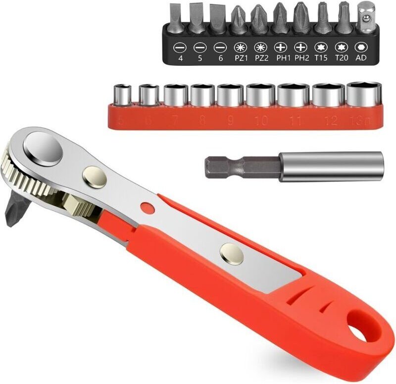 Ratschenschraubendreher, magnetisches Schraubendreher-Set, Mini-Ratschenschraubendreher mit versetzter, umkehrbarer Spit...