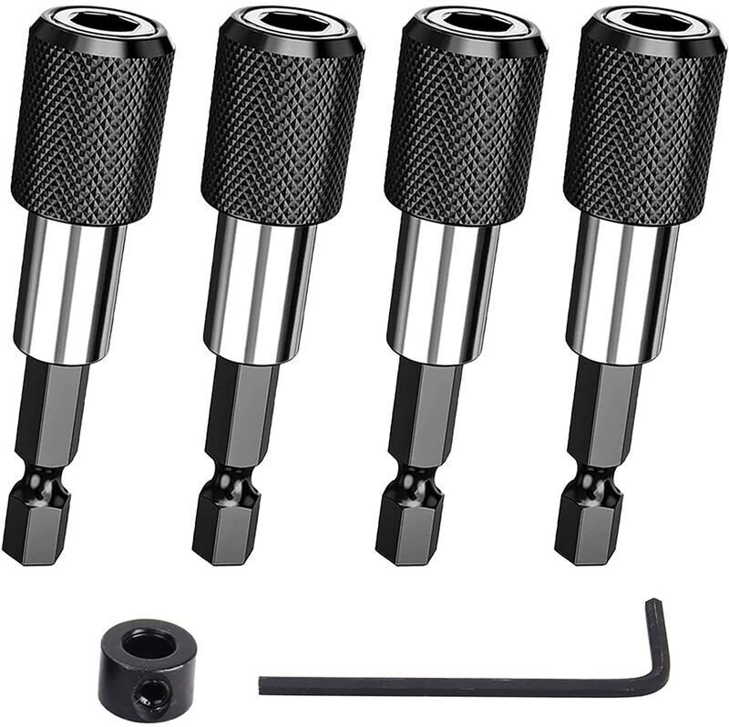 4 Stück magnetischer Bithalter, 1/4 Zoll 60 mm Schlagschrauber-Bithalter, magnetischer Schraubendreher-Bithalter mit Sec...