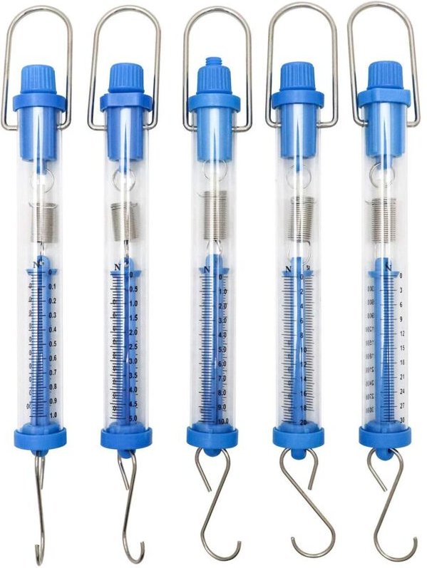 Dynamometer-Set für Physikexperimente, 1 N, 5 N, 10 N, 20 N, 30 N