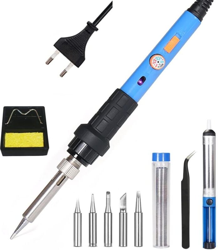 Thumbnail - Dolaso - Lötkolben-Set, 60 w, elektrisches Lötset, einstellbare Temperatur 220–480 ℃ mit EIN/AUS-Schalter, 5 Lötspitzen,...