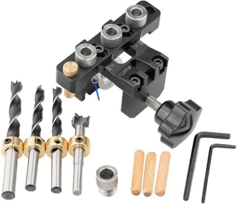 3-in-1-Bohrmaschine für die Holzbearbeitung: Verstellbare Bohrerführung, Körnerpositionierer, Holzlochöffner, Holzbearbe...