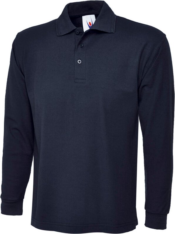 Classic langarm Poloshirt Marineblau 2XL 220 g/m²