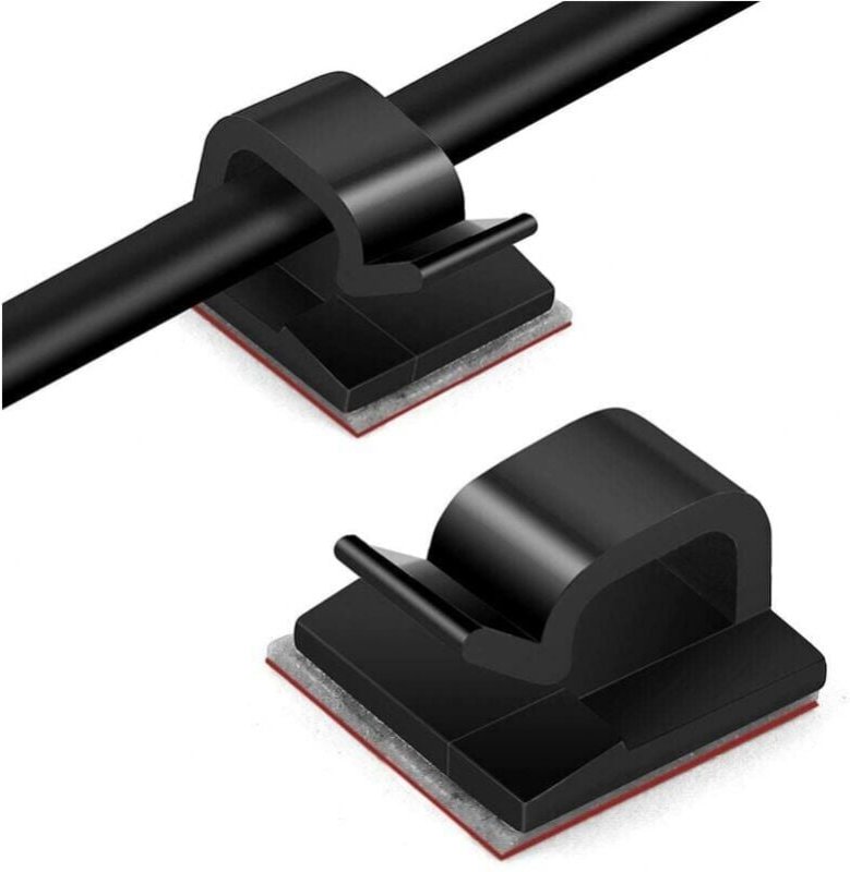 Cyslmuk - Set mit 10 schwarzen Kabelklemmen, selbstklebendem Kabelbinder, selbstklebender Kabelaufhänger-Aufbewahrung, e...