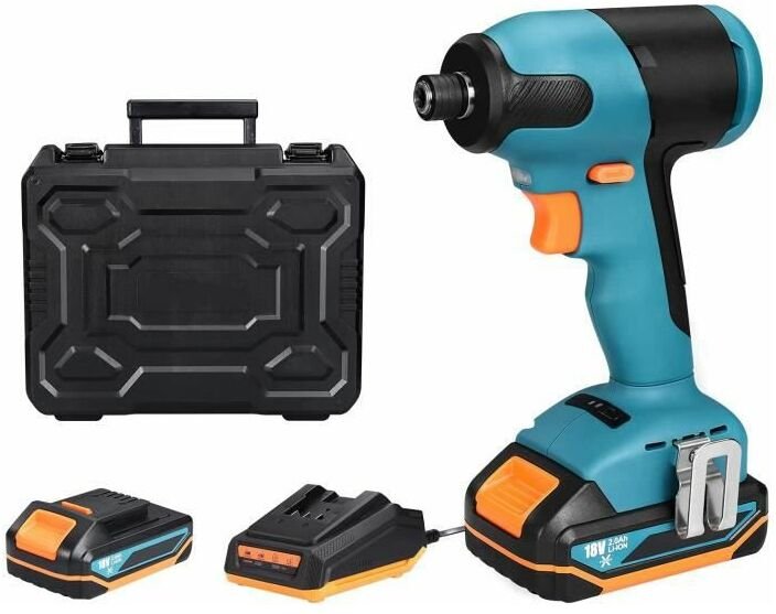 18 v Tacklife Akku-Schlagschrauber 180 Nm, 2800 ipm max. Schlagzahl, 2,0-Ah-Akku, 6,35-mm-Bohrfutter, TDID20K-Schnelllad...