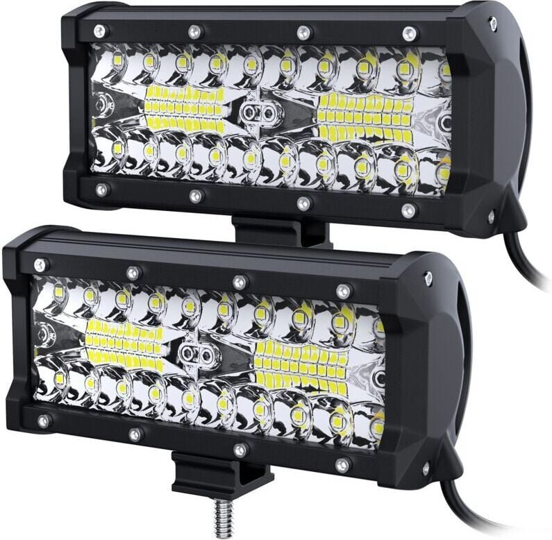 12V LED-Arbeitsscheinwerfer, 2 Stück, 120W, 7'' quadratischer Projektor, 24V-Licht für Geländewagen, LKW, SUV, 4x4, Trak...