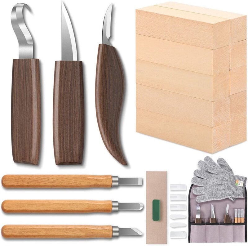 Holzmeißel 20 Stück Schnitzwerkzeuge, verbesserte Holzmeißel für Holzschnitzerei, Tischler, Schnitzwerkzeuge - Ccykxa