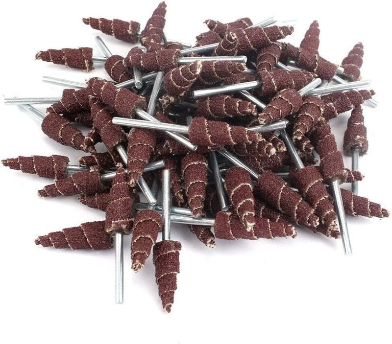 20 Stück 3 x 10 mm, 80er-Körnung, Schleifstift, kegelförmiges Schleifpapier, Entgraten, Schleifen, Polieren, Fächerrad m...