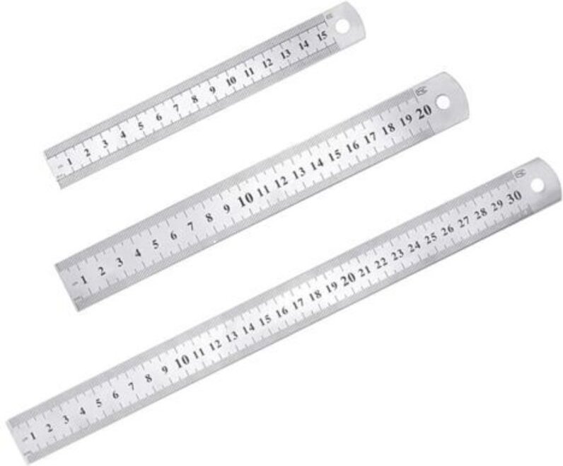3er-Set Edelstahl-Präzisionslineale, Metall-Geradelineal-Kit 15 cm (6''), 20 cm (8''), 30 cm (12''), Silbernes Inox-Line...