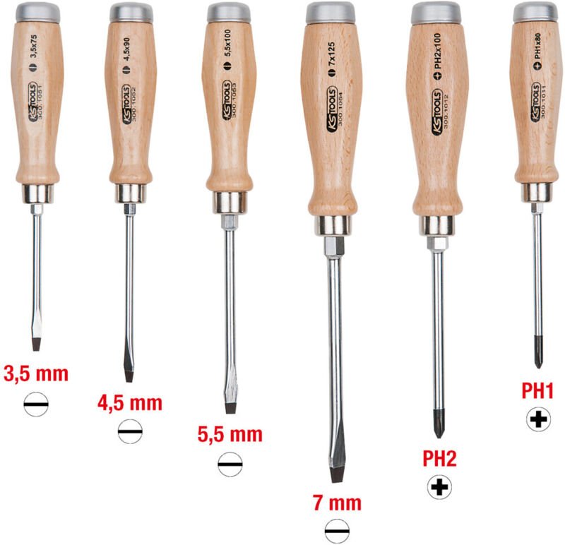 KS Tools ERGOTORQUE WOODmax Schlag-Schraubendreher-Satz, 6-teilig