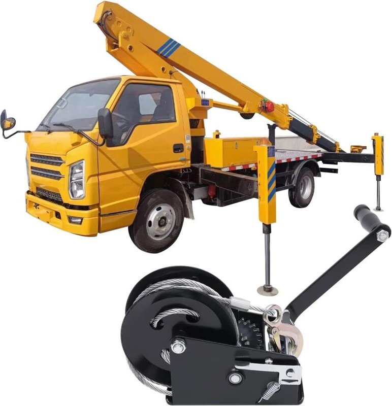 Handseilwinde 1500kg, Handwinde Anhänger-Winde Zugwinde Bootswinde Seilwinde Handkurbel mit 10m Drahtseil, Übersetzung 4...