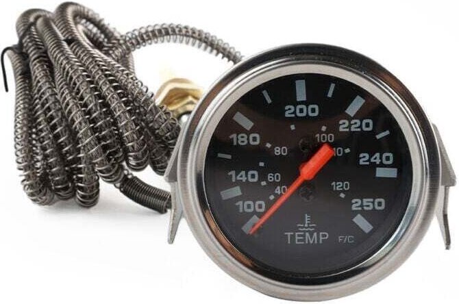 Wassertemperaturanzeige, 12 V, mechanisch, mit Sensor für das Armaturenbrett, 2 Zoll/52 mm/40-120 °C/100-250 °F (1,8 m)