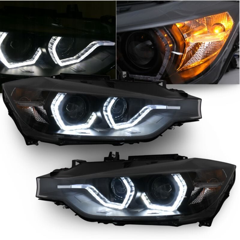 Viking Choice - Scheinwerfer bmw F30/F31 10 11 - 05 15 angel eyes led black drl Tagfahrlicht