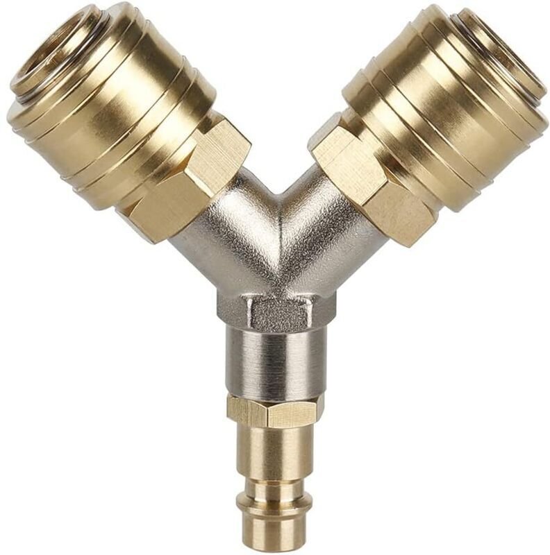1/4"-Druckluftanschluss, Druckluftverteiler aus Messing, Euro-3-Wege-Schnellkupplung, pneumatisches Zubehör für Kompress...