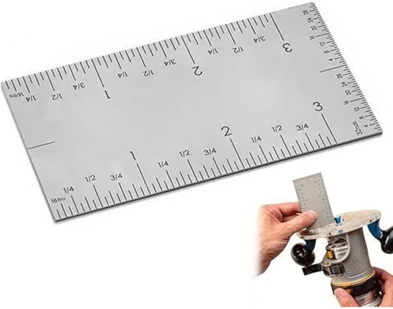 Square Edge Ruler, Durable Stainless Slide Precision Rule, Woodworker Edge Rule Stainless Steel, Three Point Positioning...