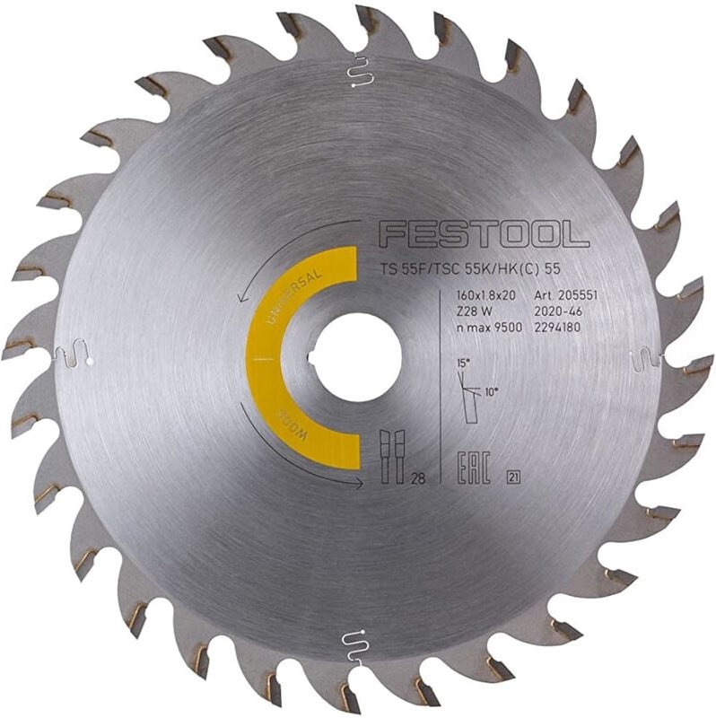 Kreissägeblatt wood universal hw Ø160x1,8x20 W28 Sägeblatt 205551 - Festool