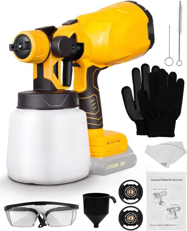 Akku-Farbspritzgerät für 18V/20V-Akkus – 3 einstellbare Sprühmodi, 1000-ml-Behälter, Spritzpistole für Zäune und Terrass...