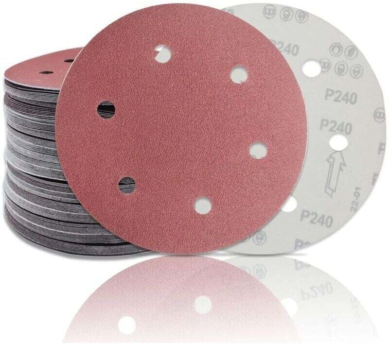 Disque Abrasif 225 mm Grain 80 50 Pièces pour Ponceuses Long Col Meuleuses Cloison Sèche 6 Trous