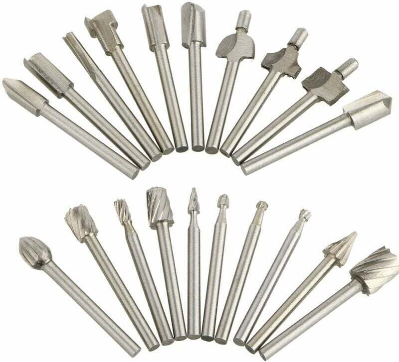 Set aus 20 rotierenden Hochgeschwindigkeits-Stahlraspeln für die Holzgravur.