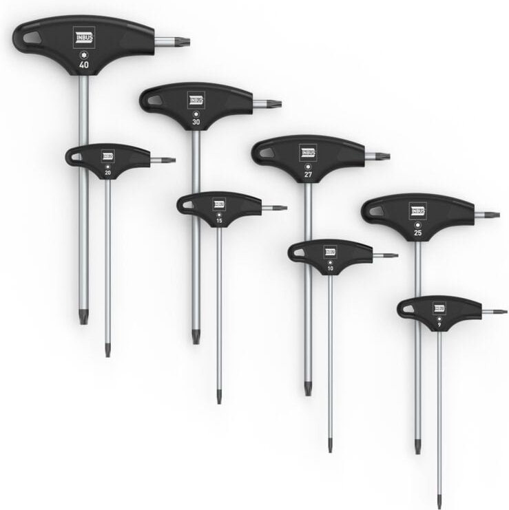 INBUS® 74124 T-Griff Schraubendreher Satz mit HybridTouch, TX9 - TX40, 8-tlg.
