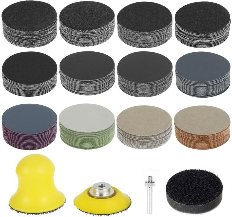 184pc Schleifscheiben 50mm Klett Nasse Trockene schleifpads, Runde Schleifpapier (Körnung 60-10000 Grit), Exzenterschlei...