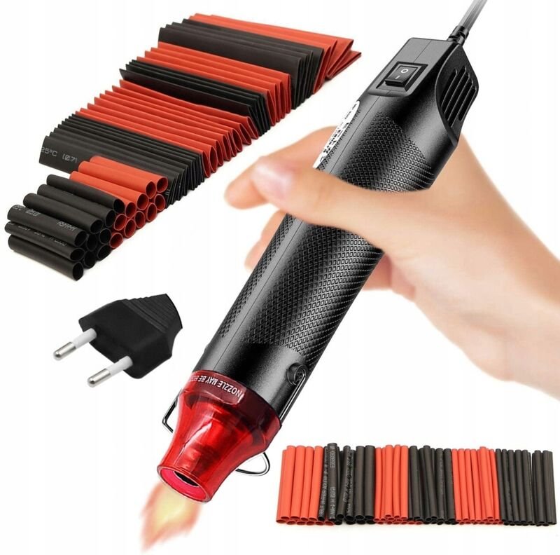 Rosfix Set Mini Heißluftpistole 300 W + Schrumpfschlauch Sortiment 127-tlg. – 170 °C Punktgenaues Erhitzen Für Elektroni...