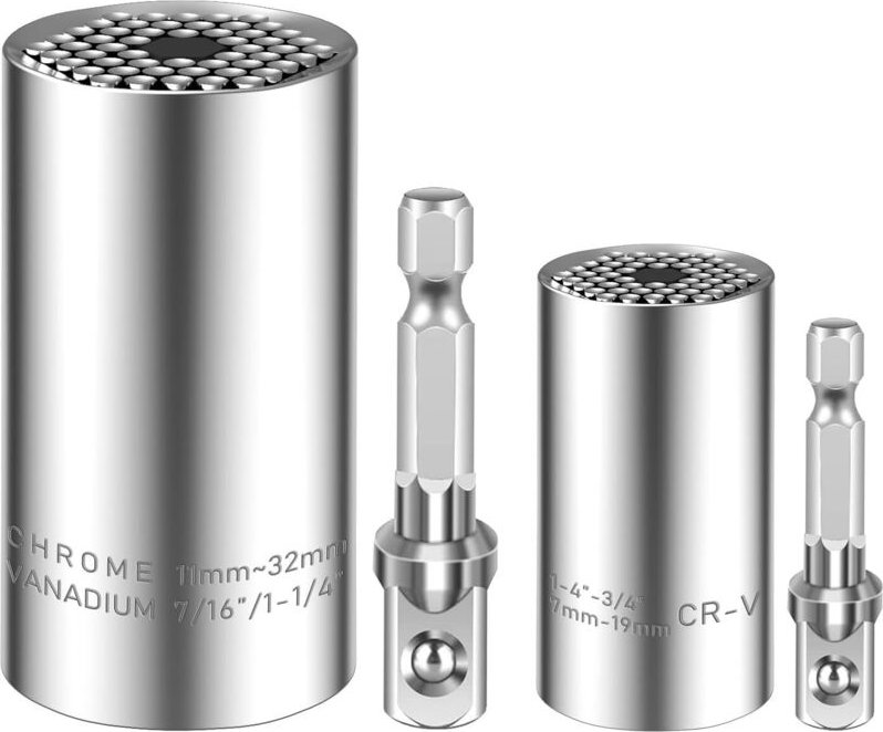 4 pcs Universal Nuss Steckschlüssel Universalschlüssel Geschenke für Männer Vater Geburtstag, 7-19mm 11-32 mm Multi Funk...