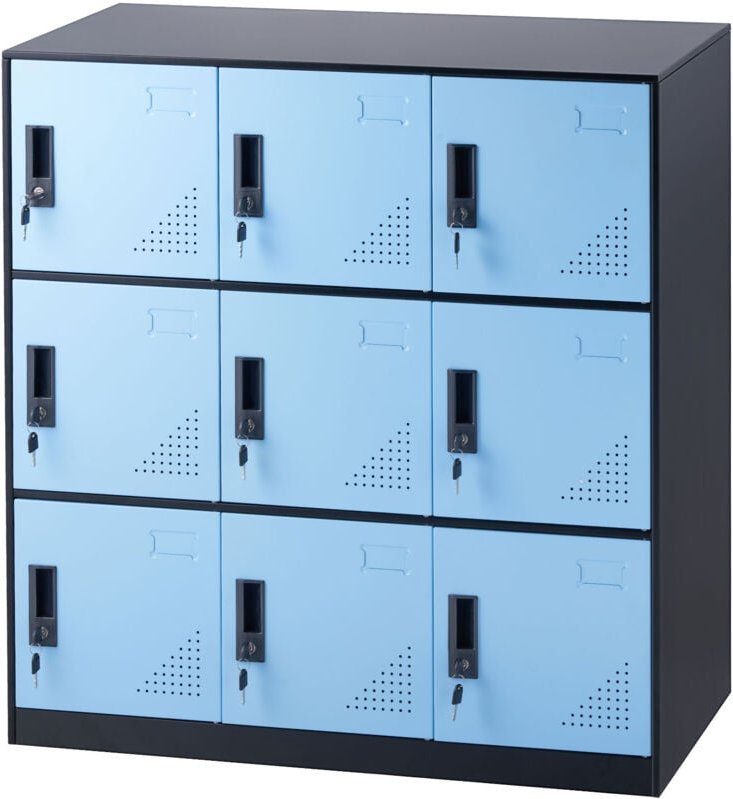 Metal Employee Locker, 9-türiger schwarzer Schrank mit Kartenschlitz. Inklusive Schlüssel. 66lbs Belastbarkeit. Für Büro...