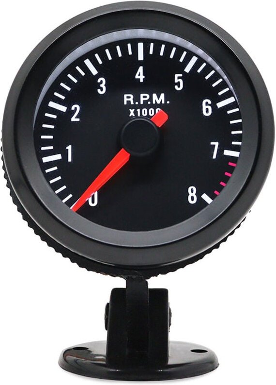 2 Zoll 52 mm Schwarz-Weiß-LED-Auto-Tachometer für 1–8 Zylinder, LED-Auto-Instrumentenanzeige