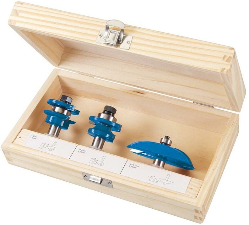 Silverline - 1/2-Zoll-Hartmetall-Kassettentürenfräser, 3-tlg. Satz 1/2 Zoll