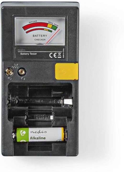 Nedis - Batterietester 9v - aa - aaa - knopfzelle - c - d svart