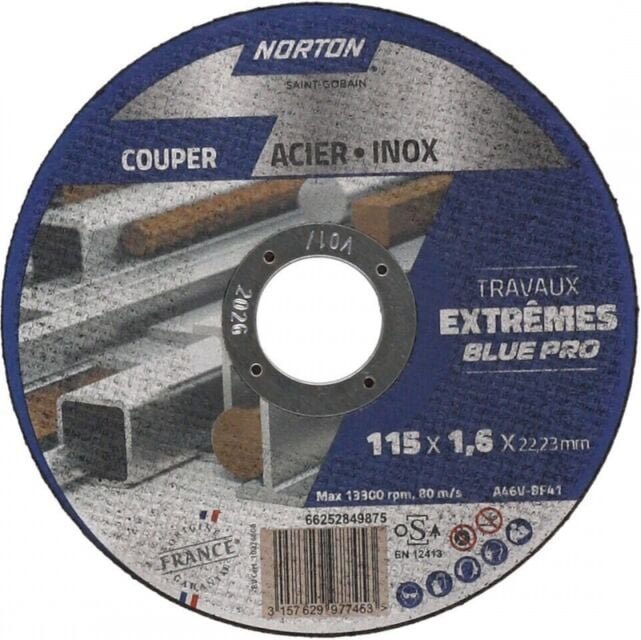 Satz mit 4+1 115x1,6 Stahl-/Edelstahl-Extremscheiben Norton