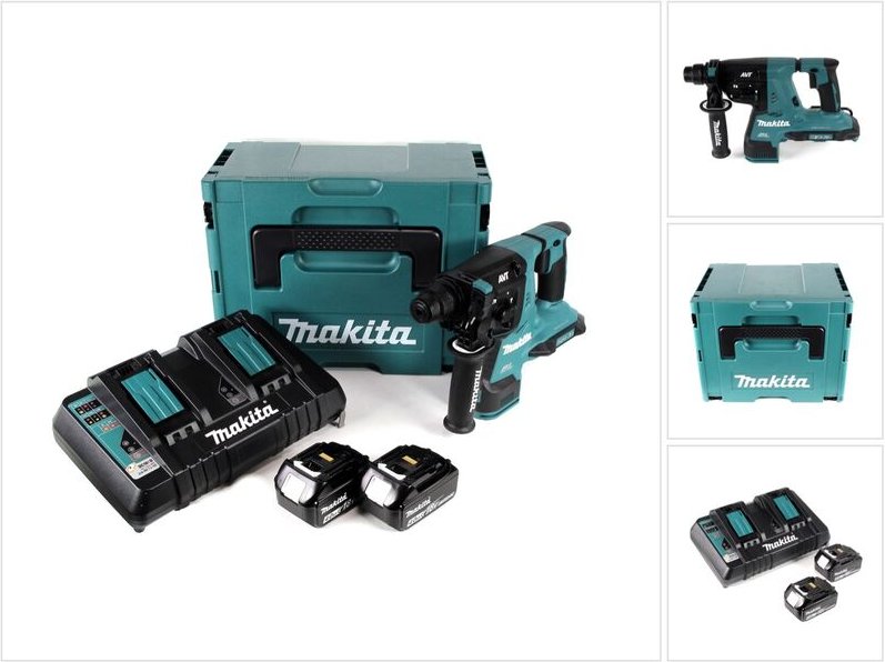 Makita DHR 280 PMJ Akku Bohrhammer 36V (2x18V) Brushless SDS-PLUS im Makpac + 2x 4,0 Ah Akku + Doppelladegerät