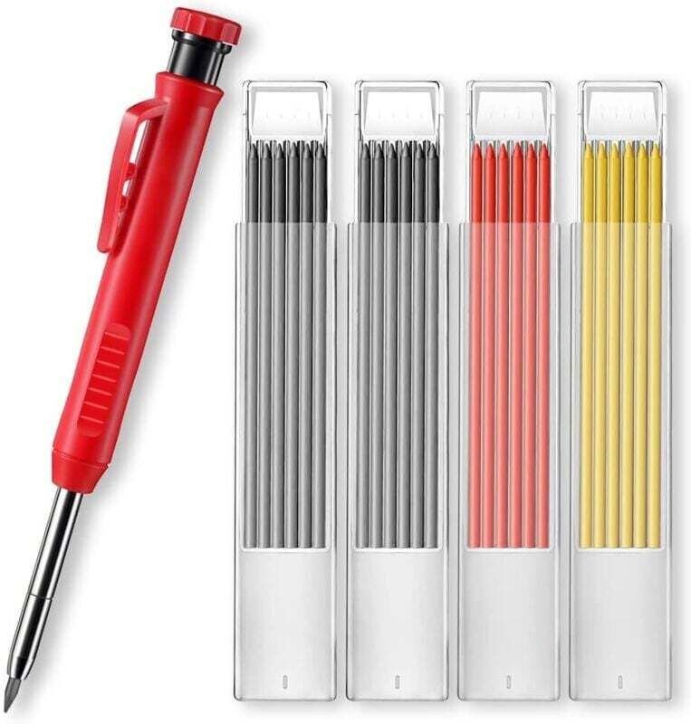 Tieflochmarkierer, Zimmermannsbleistifte, Baubleistift, Bohrmarkierung, eingebauter Bleistiftspitzer mit 24 Minen und ei...