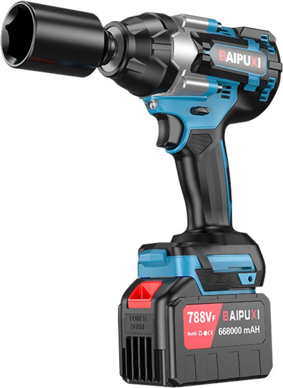 21V 4000mAh Akku-Schlagschrauber mit bürstenlosem Motor, 800 Nm, 3000 U/min, inklusive 4 Schlagstecknüssen und 12 Bohrzu...