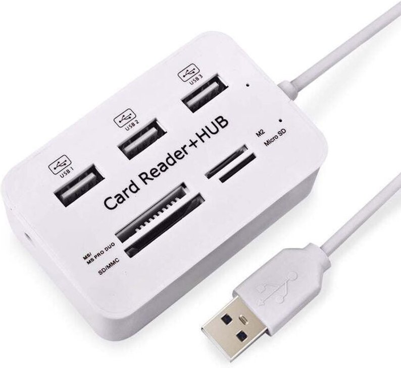 USB 2.0-Speicherkartenleser + USB-Hub (High Speed)
