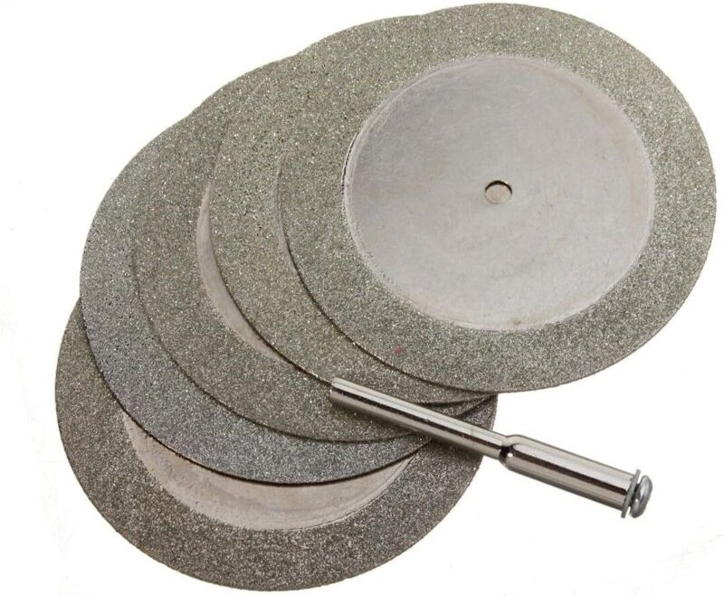 Mini-Diamanttrennscheiben für Glassägen, Edelsteinsägeblätter, 10-teiliges Set Trennscheiben + 2 Verbindungsstangen