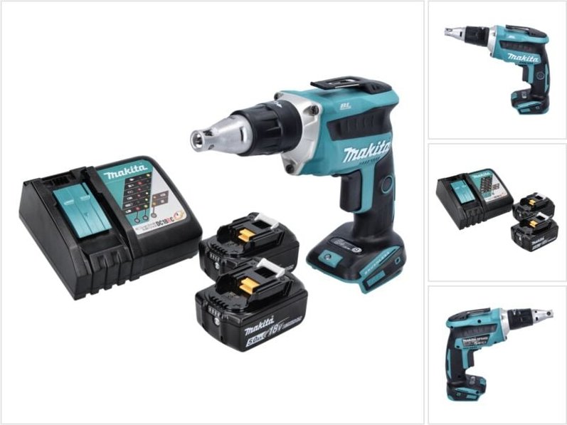 Dfs 452 rt Akku Schnellbauschrauber 18 v Brushless + 2x Akku 5,0 Ah + Ladegerät - Makita