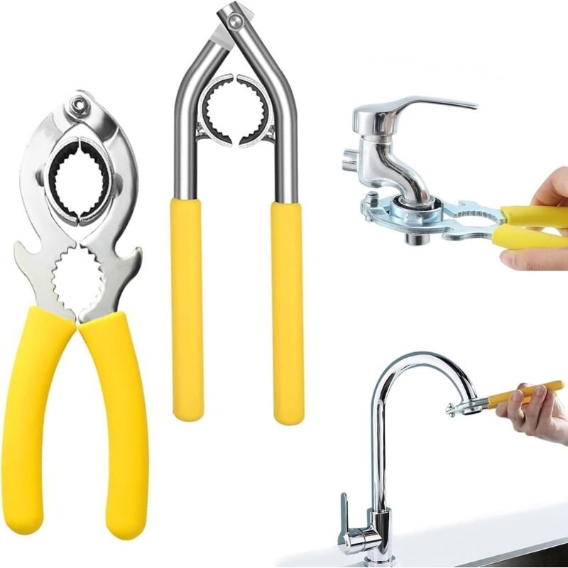 Lablanc - 2 Stück rutschfester Wasserhahnschlüssel aus Karbonstahl, Multifunktionswerkzeug zum Entfernen und Installiere...