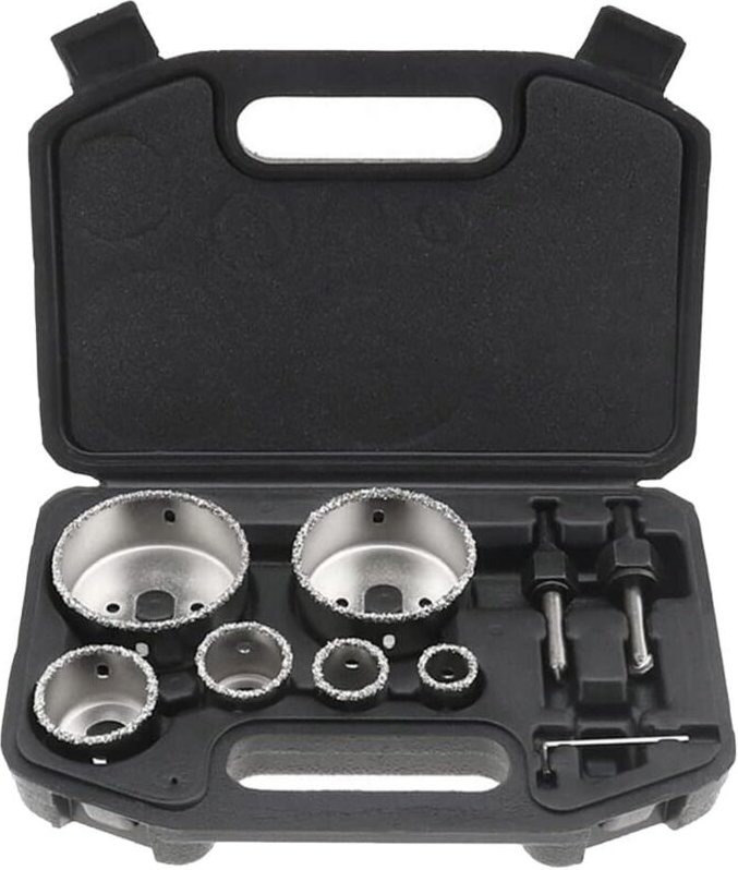Set mit 9 diamantbeschichteten Bohrern für Fliesen, Glas, Keramik, Bohrer, Löt-Fliesenbohrer-Set, 22 mm bis 73 mm