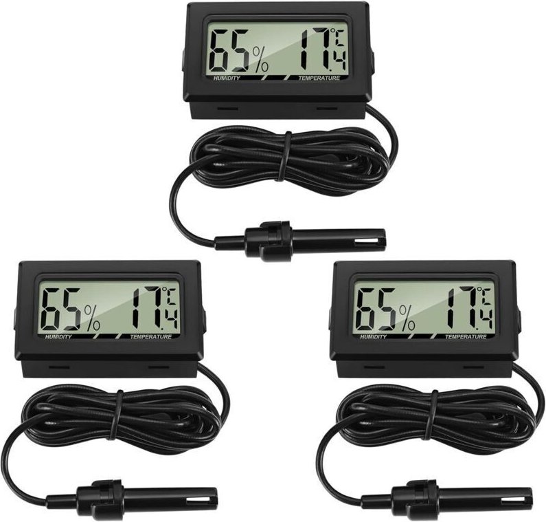 3-teiliges digitales Thermometer-Hygrometer mit externen Sonden, Temperatur- und Feuchtigkeitsmesser für Wohnzimmer, Bür...