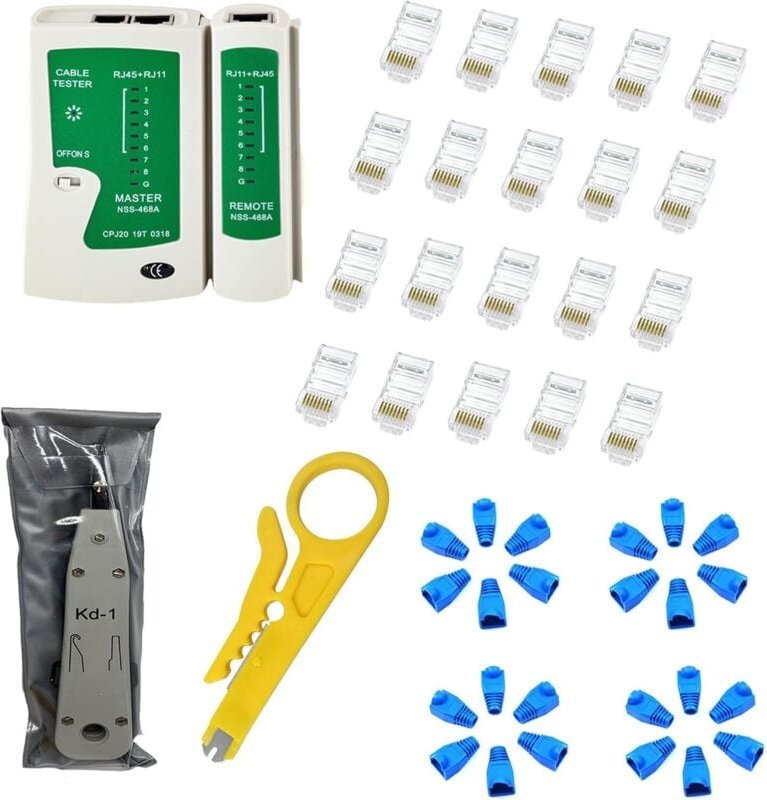 Bluedeer - Netzwerk Werkzeug Set netzwerktester, Kabeltester Kit, Patchkabel Tester, lan Kabel Tester für diy Haushalt C...