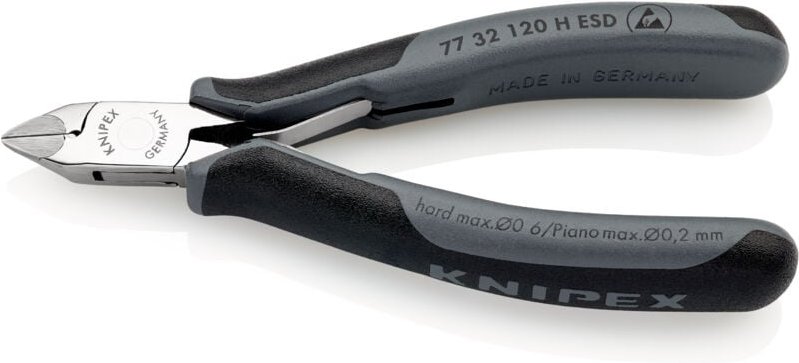 KNIPEX 77 32 120 H ESD Elektronik-Seitenschneider mit eingesetzter Hartmetallschneide ESD mit Mehrkomponenten-Hüllen 120...