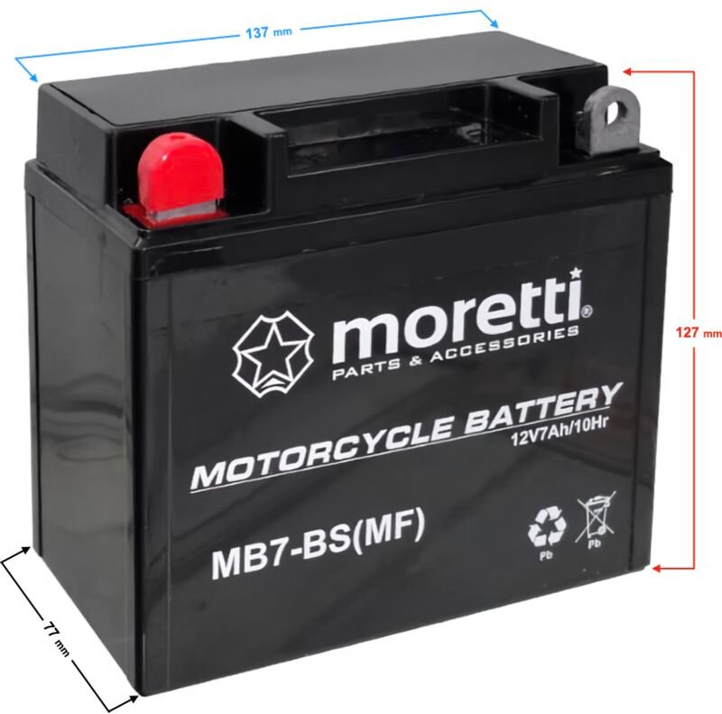 Moretti 12V AGM (Gel) MB7-BS /12N7-3A Batterie