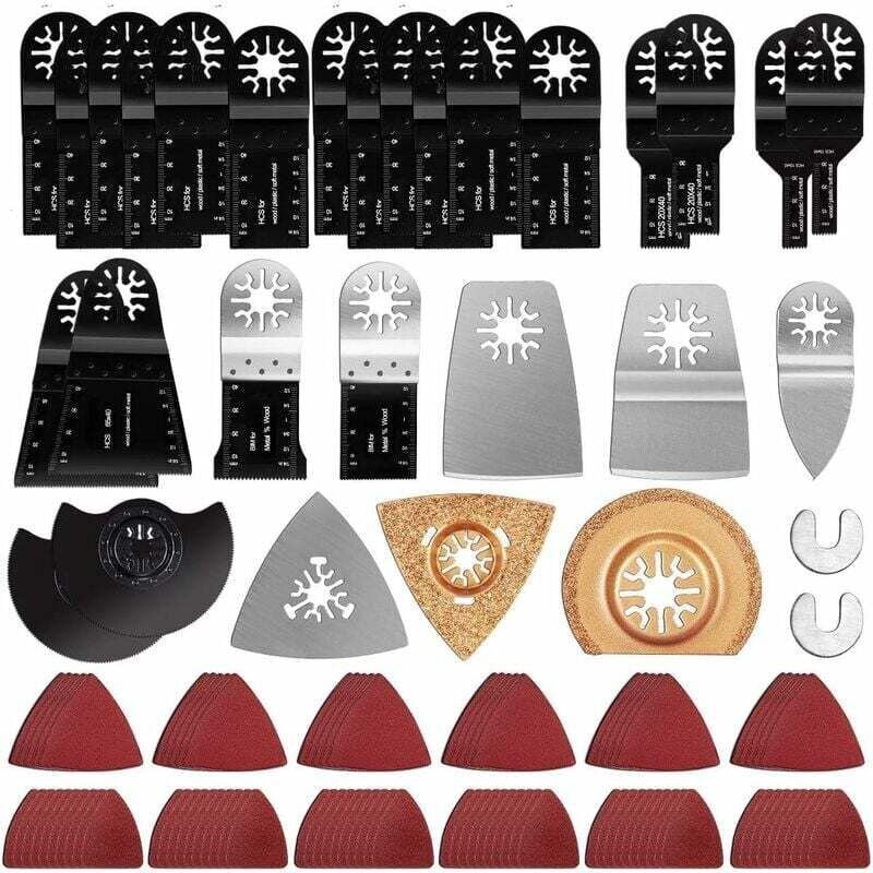120-teilige Sägeblätter, oszillierendes Multifunktionswerkzeug-Zubehör für Holz, Kunststoff und Metall mit Schleifdreiec...