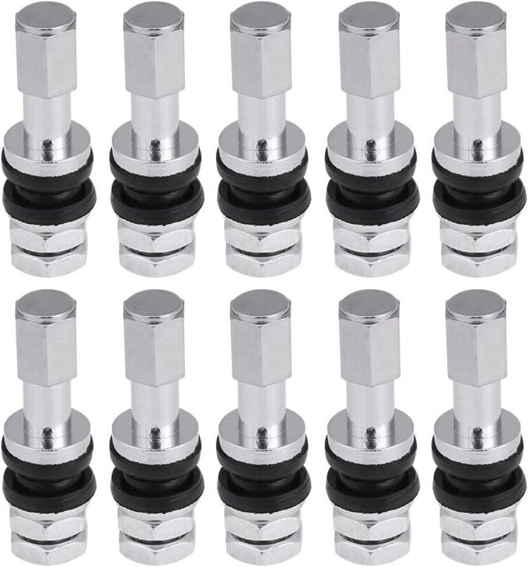 Reifenventilschaft, 10 Stück TR43E Metall Auto lkw Motorrad Schlauchloser Reifen Reifenventilschaft mit Staubkappe - Sol...