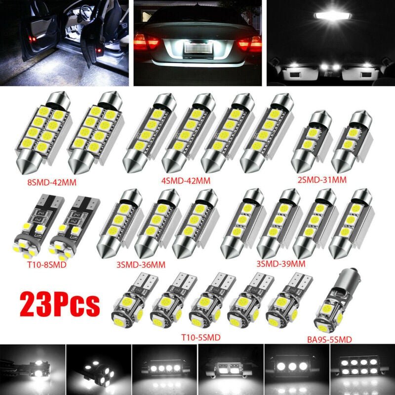 23 stücke T10 Auto LED Innen Licht Set Canbus Decodiert Doppel Spitze 5050 Backup Reverse Licht