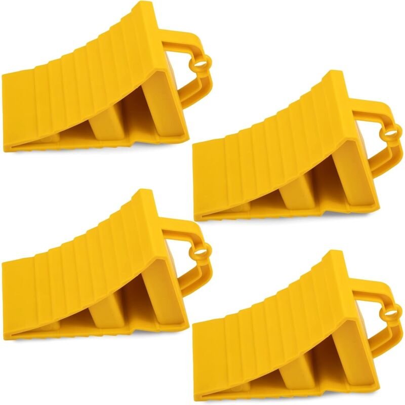 Set mit 4 Kunststoff-Radkeilen mit Griff für Auto, Anhänger, Wohnwagen, Wohnmobil