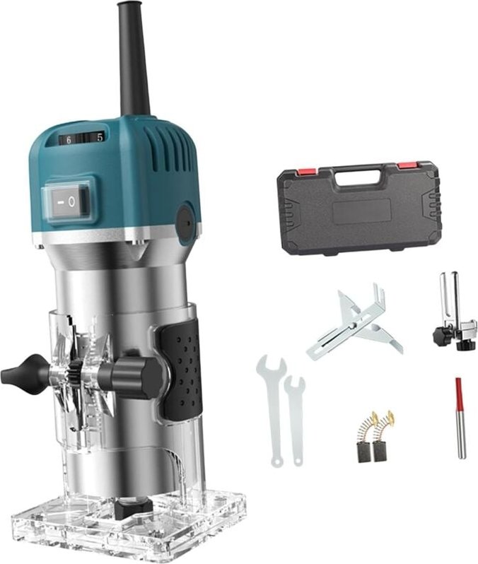 Kompakte Oberfräse für Holz, 6 Geschwindigkeiten, einstellbar, für